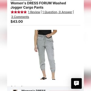 NWT Dress Forum Washed Jogger Cargo Pants Sz S Stone